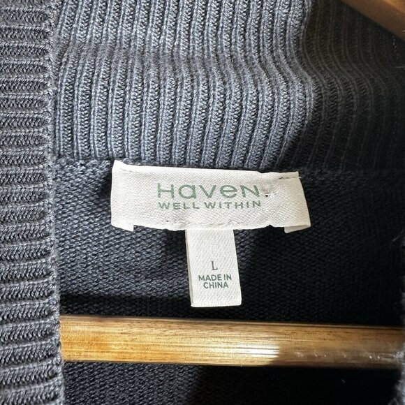 Haven Well Within Womens L Cotton Cashmere Sweater Gray Lagenlook Asymmetrical - Picture 4 of 9